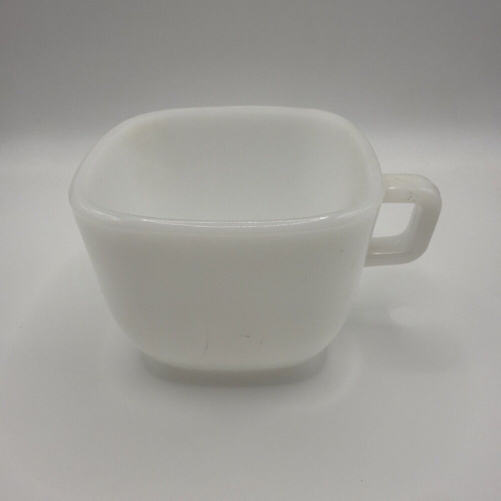 Vintage J-2265 Square White Milk Glass Mug by Glasbake